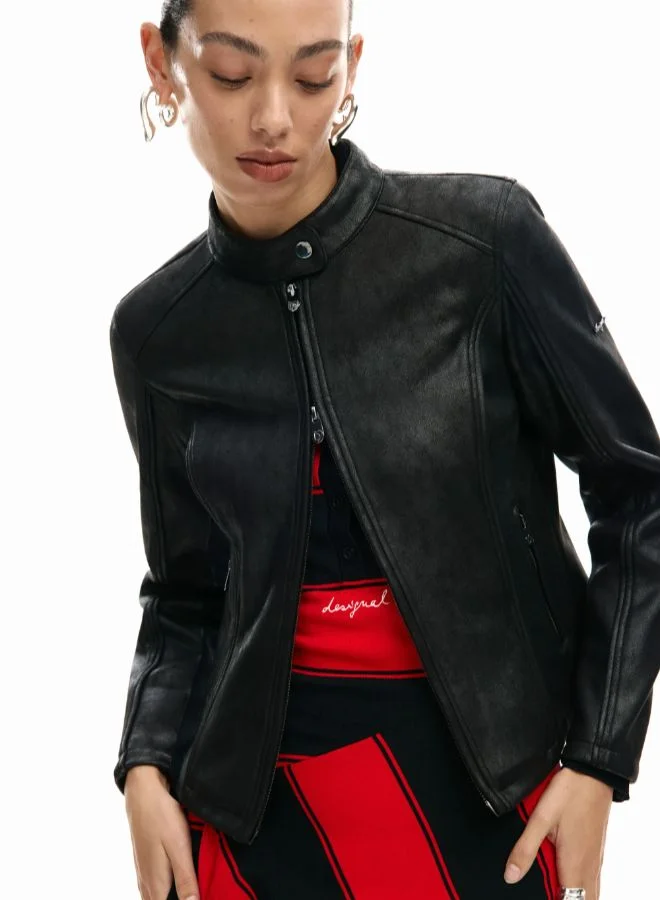 Desigual Black Mandarin Collar Jacket for Women | Best Price UAE